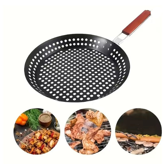 30cm Carbon Steel Grill Skillet with Foldable Handle
