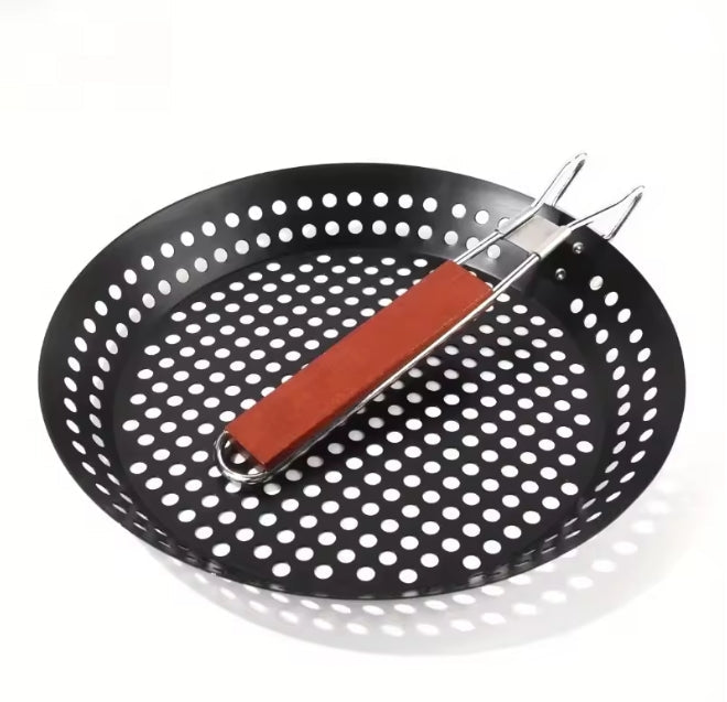 30cm Carbon Steel Grill Skillet with Foldable Handle