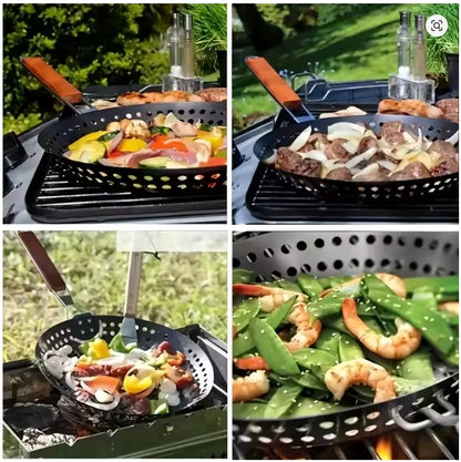 30cm Carbon Steel Grill Skillet with Foldable Handle