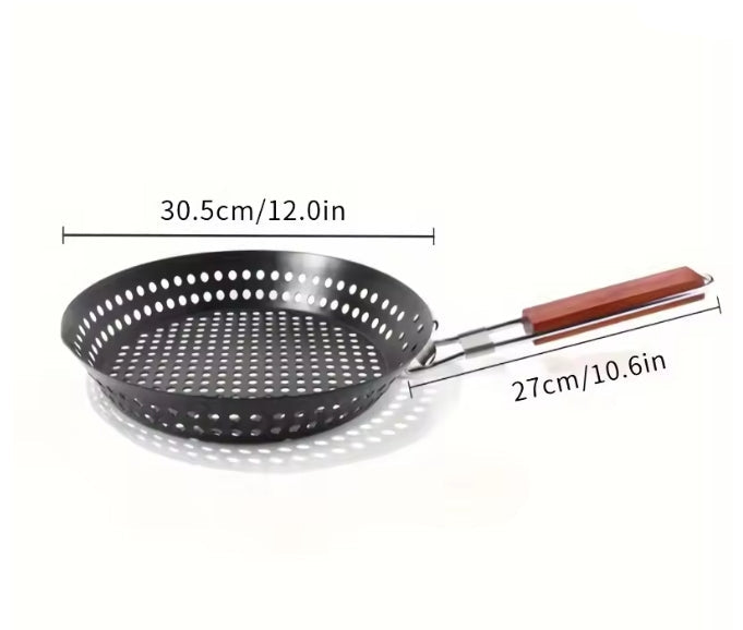 30cm Carbon Steel Grill Skillet with Foldable Handle