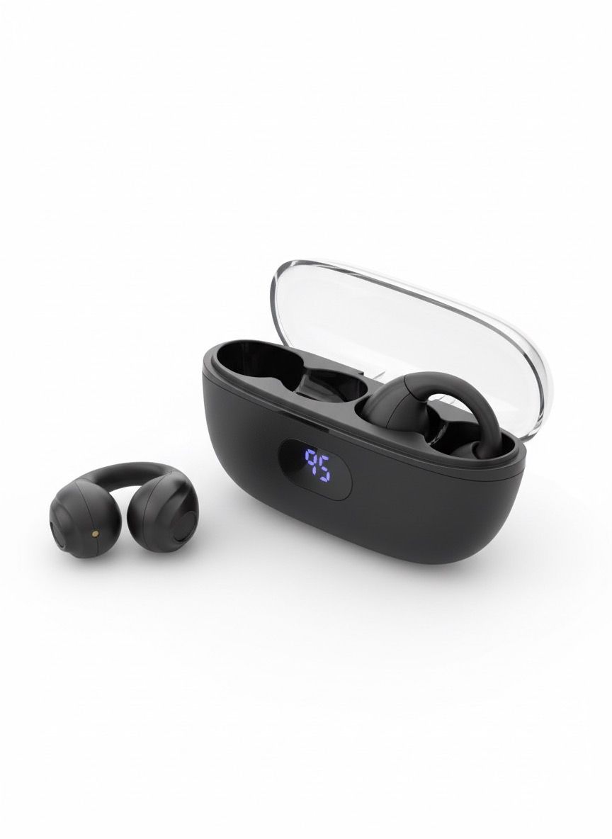 Wireless Bluetooth 5.3 Clip-On Earphones - 4 Hour Playtime with Charging Case