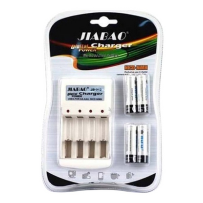 Jiabao AA/AAA Battery Charger with 4x 600mAh Rechargeable AA Batteries