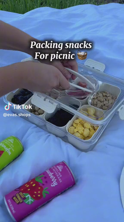 The Viral 8-Compartment Snack Organizer – Perfect for Road Trips, Picnics, & Hosting (Local Stock!)