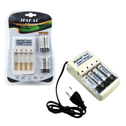 Jiabao AA/AAA Battery Charger with 4x 600mAh Rechargeable AA Batteries