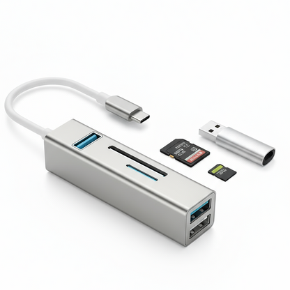 USB Type-C Hub - Silver Body with White Cable